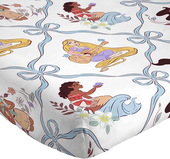 Jay Franco Kids Sheet Set with Fitted, Flat Sheets & Pillow Cover - Ultra-Soft Bedding with Pillowcase for Room Decor, White – Disney Princess, 4 Piece Queen - Image 2