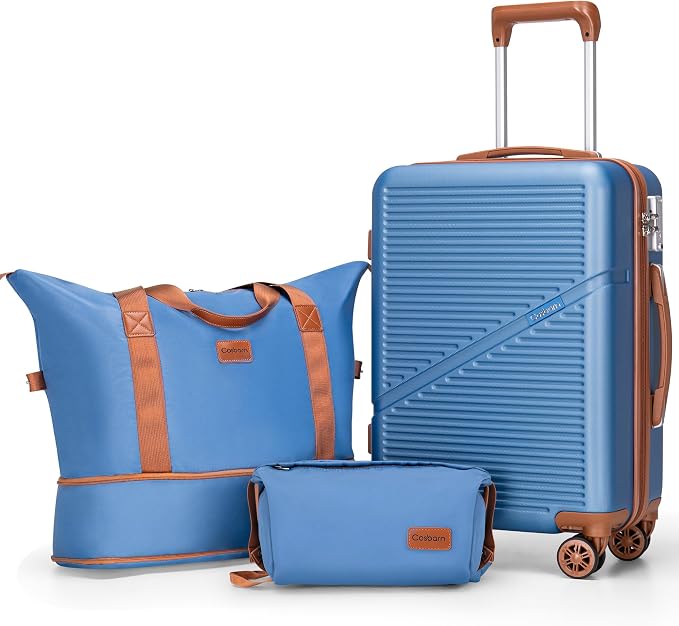 Cosbarn Carry On Luggage Set 22x14x9 Airline Approved, 3 Piece 20 Inch Lightweight ABS Hardside Suitcases with Wheels and TSA Lock, Durable Waterproof Travel Suitcase for Men Women by Cosbarn