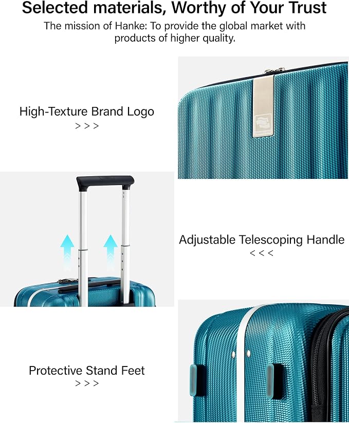 Hanke 16 Inch Small Carry On Luggage Hard Shell Top Opening Aluminum Frame Suitcase with Spinner Wheels, Underseat Front Open Luggage for Men & Women Business Travel and Short Trips, Caribbean Blue - Image 9