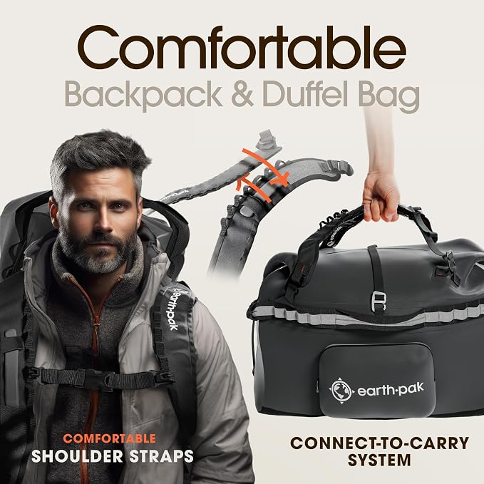 Earth Pak Waterproof Duffel Bag - Large Dry Bag, 1680D TPU, Heavy Duty, Camping & Marine Dry Bag, 8x8 Popout Pocket - Image 3