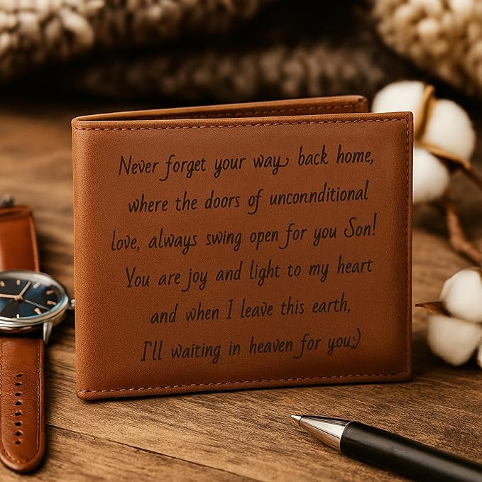 Personalized Wallet for Men Engraved with Photo – Custom Leather Picture Wallet Gift for Husband or Boyfriend from Wife or Girlfriend – Customized Christmas, Anniversary, or Birthday Gift for Him