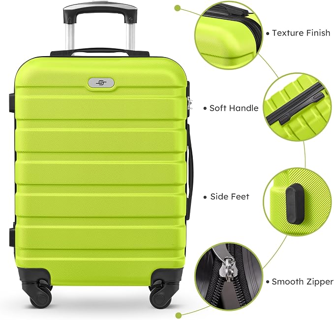Suitour 4 Piece Luggage Sets, Hard Shell Suitcase Set with Spinner Wheels 16 20 24 28inch Travel Sets(Green) - Image 5