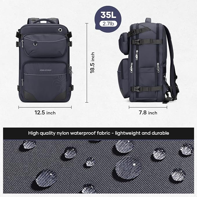 Maelstrom Travel Backpack for Men Women, 35L Carry on Backpack for Traveling on Airplane,with Belt Bag&Shoe Compartment,Waterproof Laptop Backpack fit 17”Laptop-Mystery Grey - Image 3