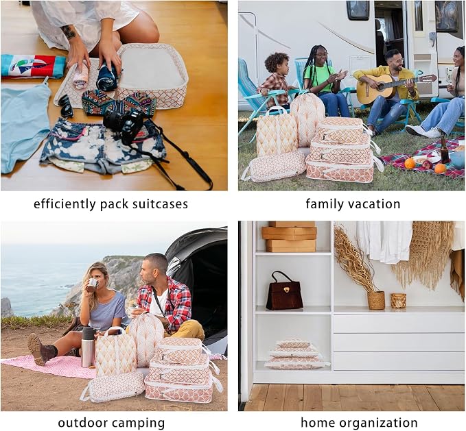 6 Pcs Compression Packing Cubes, Packing Cubes for Travel, Waterproof Luggage Organizer Bags Set, Cute Packaging Cubes for Women Kids Backpack Carry-Ons - Image 7