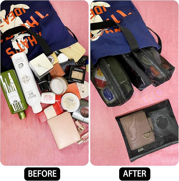 Unoutur 20 Pieces Mesh pouch, Mesh Makeup Bag Portable Makeup Pouch Travel Toiletry Bag for Makeup Organizer Home Office Travel Accessories, Mesh Cosmetic Bag with Zipper - Image 6