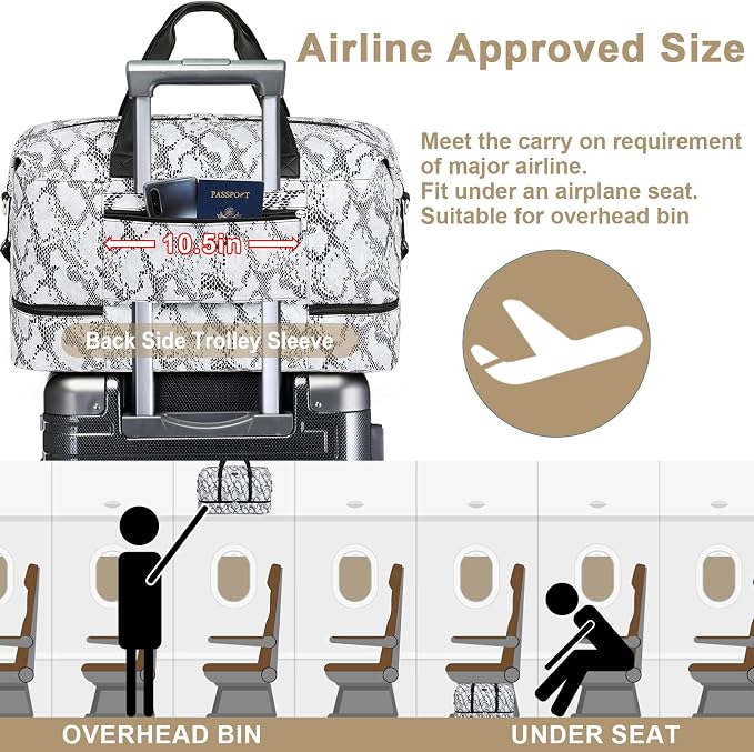 IBFUN Weekender Bags for Women, Travel Duffle Bag with Shoe Compartment Carry on Weekender Overnight Duffel for Weekend Travel Business Trip 3PCS - Image 4