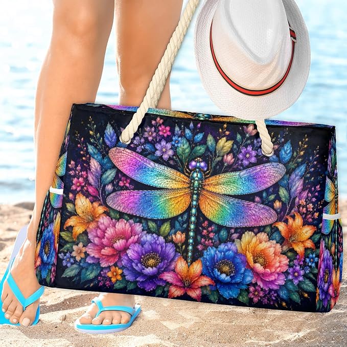 Large Beach Bag with Zipper Beach Bags for Women Water Resistant Swim Pool Bag - Image 2