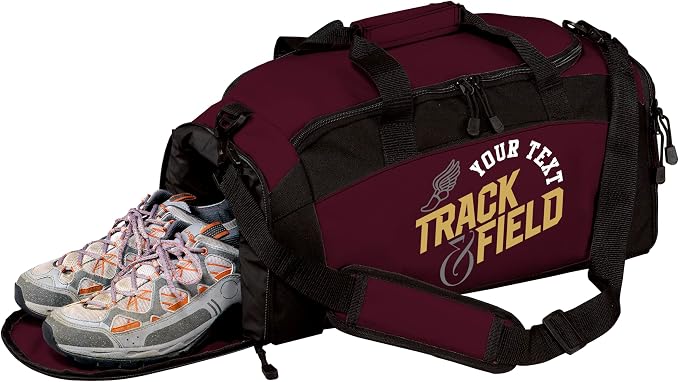 Custom Track Bag Personalized – Track and Field Duffel Bag with Name – Track Team Gear Bag for Athletes, Running Spike Shoe Compartment, Boys Girls Practice & Meet Sports Bag by all+about+me+company