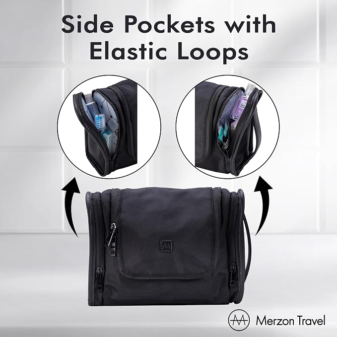 The Dopp’r Ganger, Hanging Toiletry Bag with Multi Compartment Storage Large Travel Grooming Organizer with Hook Made from Sturdy Ballistic Nylon HNG-833-BLK Black - Image 6