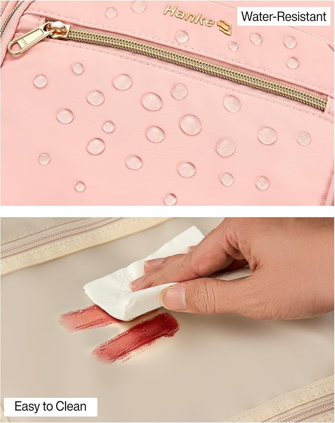 Hanke Hanging Travel Toiletry Bag for Men and Women, Water-Resistant Toiletries Bag Makeup Organizer with Hook, Cosmetic Bag for Bathroom & Travel Essentials Accessories, Pink - Image 6