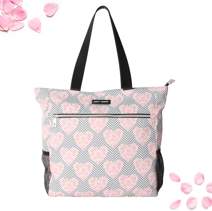 Betsey Johnson 15.6 Inch Zipper Beach Tote Bag Lightweight Large Durable Polyester with Mesh Side Pockets for Gym Work | 15.6 Inch - Image 4