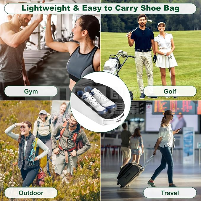 Premium PU Leather Golf Shoe Bag for Men & Women,Lightweight Golf Shoes Organizer with Smooth Full-Zip Opening, Travel Golf Shoe Bag with Handle (White) - Image 7