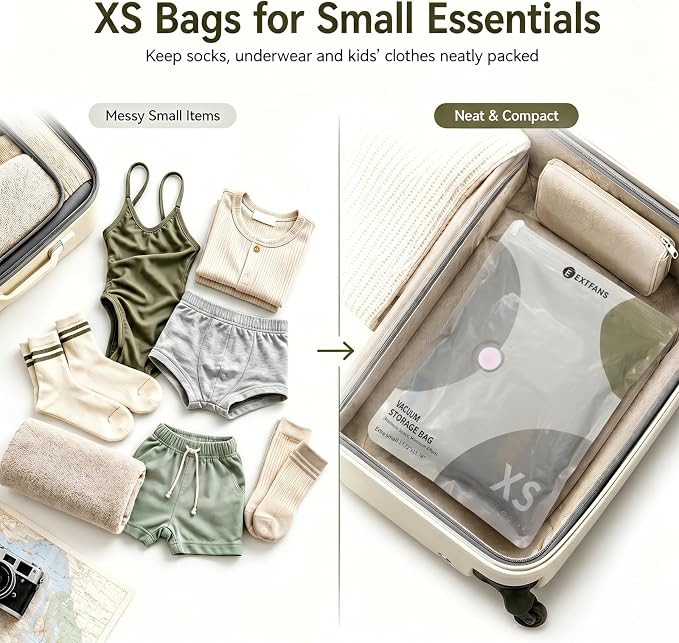 Travel Vacuum Bags with Electric Pump: 9 Pack XS/S/M/L Vacuum Seal Bags for Clothes, up to 80% Space Saver Compression Packing Bags for Suitcase, Carry-On, Cruise, Dorm & Seasonal Storage - Image 4