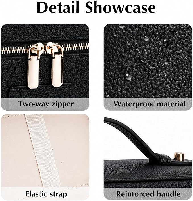 Makeup Case for Women, Leather Makeup Bag Cosmetic Case with Removable Divider, Large Capacity Waterproof Portable Travel Toiletry Make up Organizer Case - Image 5
