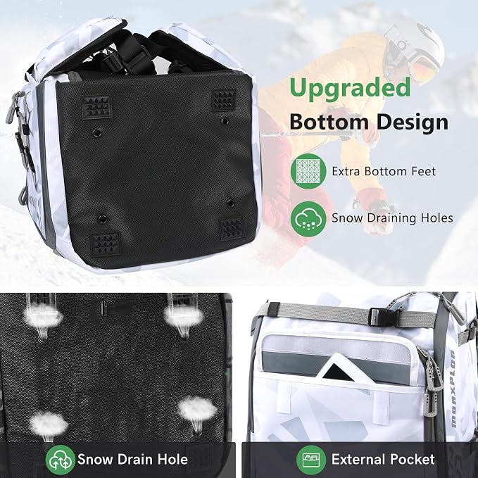 MORXPLOR Ski Boot Bag - 65L Padded, Waterproof Ski Travel Backpack for Gear & Accessories - Image 5