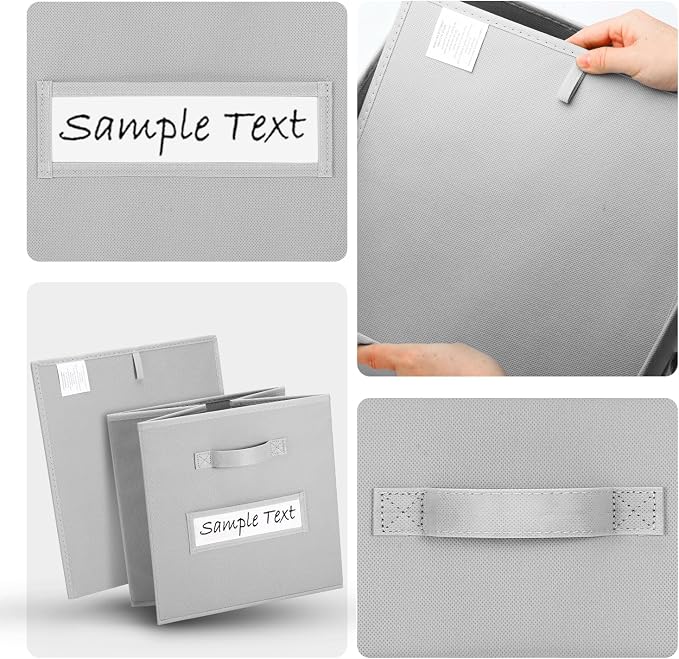 Fabric storage cubes (8 Pack) 11 Inch Cube Storage Bin, cube organizer bins with 8 Labels Window Cards & a Pen, Foldable cube organizer bins and Storage Box, Light Grey - Image 3