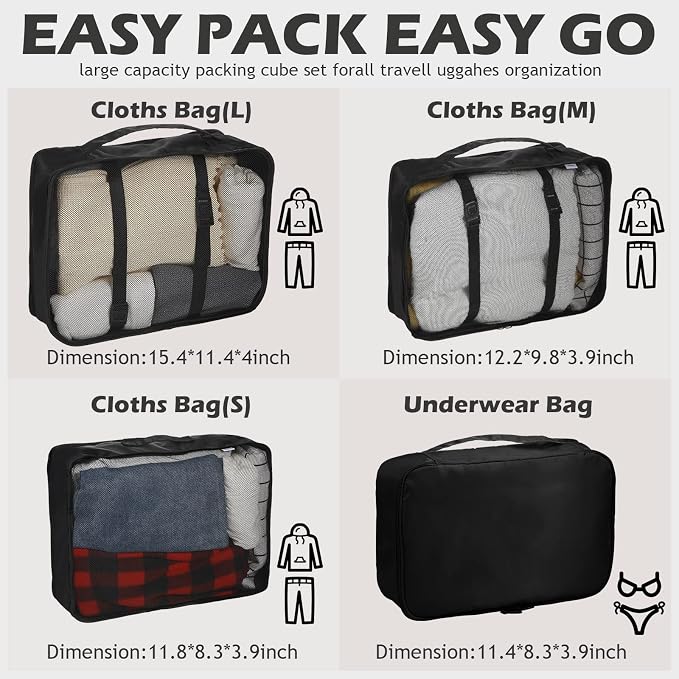 48 Set Packing Cubes Travel Luggage Organizers Set with Storage Shoe Bag, Clothing Bag for Women Men Essentials - Image 2