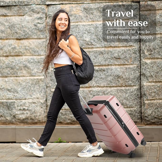OLIXIS 24 Inch Luggage, Hardside Suitcase with Spinner Wheels, Lightweight ABS Hard Shell Checked Luggage, TSA Approved Lock, Expandable Medium Suitcase for Travel & Business–Pink - Image 10