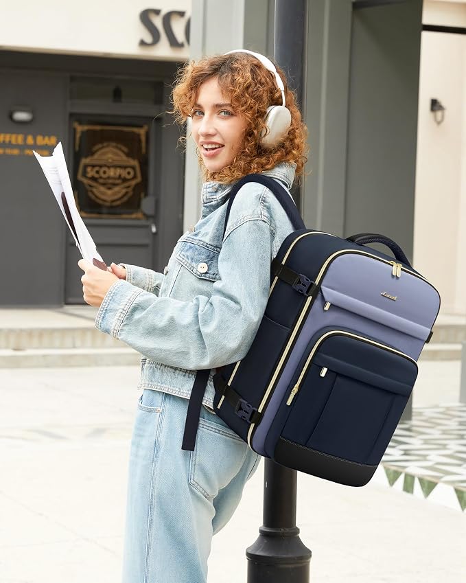 LOVEVOOK Travel Backpack for Women & Men - 17.3 Inch Carry On Backpack & Personal Item Backpack for Airlines, Spacious and Durable Design, with 3 Packing Cubes - Image 2