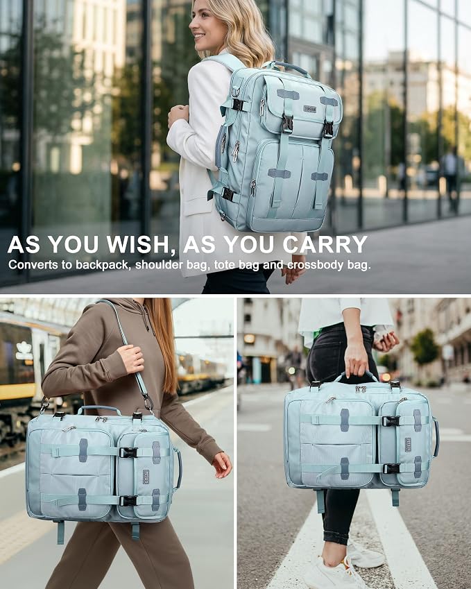 PIJUSHI Travel Backpack for Women, 3-In-1 Convertible Bag with Multi-Pocket | Carry On Luggage Duffle with 16" Laptop Compartment, Anti-Theft Back Pocket, USB Port for Daily, Airport - Image 2