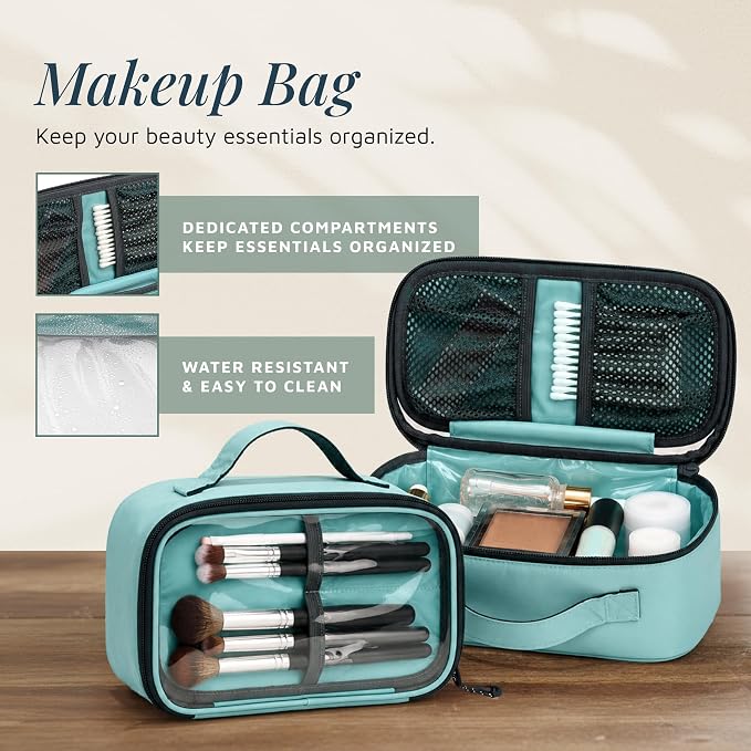 Toiletry Bag Kit 3 Piece Set: Hanging Travel Toiletry Bag + 311 TSA Cosmetic Liquid Bag + Accessory Organizer Pouch - Image 5
