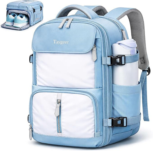 Taygeer Frontier Airlines Personal Item Bag, Expandable 18x14x8 backpack | Travel Backpack with Hidden Shoe Compartment, TSA Approved Personal Item Backpack Fits 15.6" Laptop for Women Weekender, Blue by Taygeer