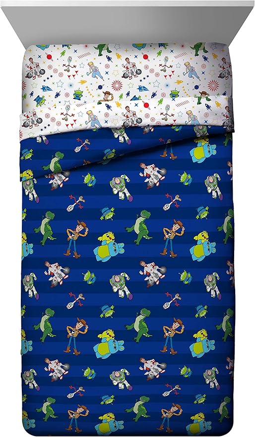 Disney Toy Story Buzz Woody Twin Comforter Set 4 Piece Kids Bedding, Blue | Jessie Rex, Bed in a Bag, Comforter Sheets Pillowcase, Official Product, Soft Microfiber, Machine Washable, Kids Gift - Image 2