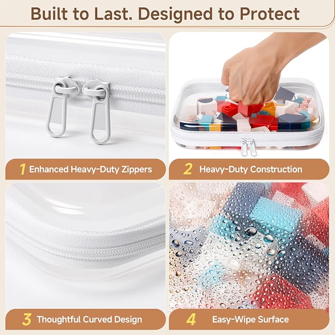 4 Pack Clear Hard Shell Zipper Case Diaper Organizer | 1.0mm Hard Shell, Upgraded Large Zipper Pulls, Clear Travel Pouches, Smooth Zipper Closure, Holds Shape - Image 6