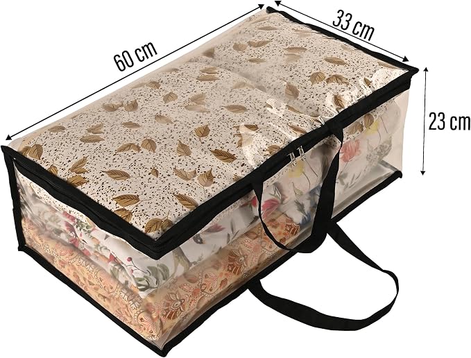 Kuber Industries Waterproof Storage Bags for Clothes | Wardrobe Organizer | Transparent Travel Organizer Bag with Handle | Large | Black - Image 3