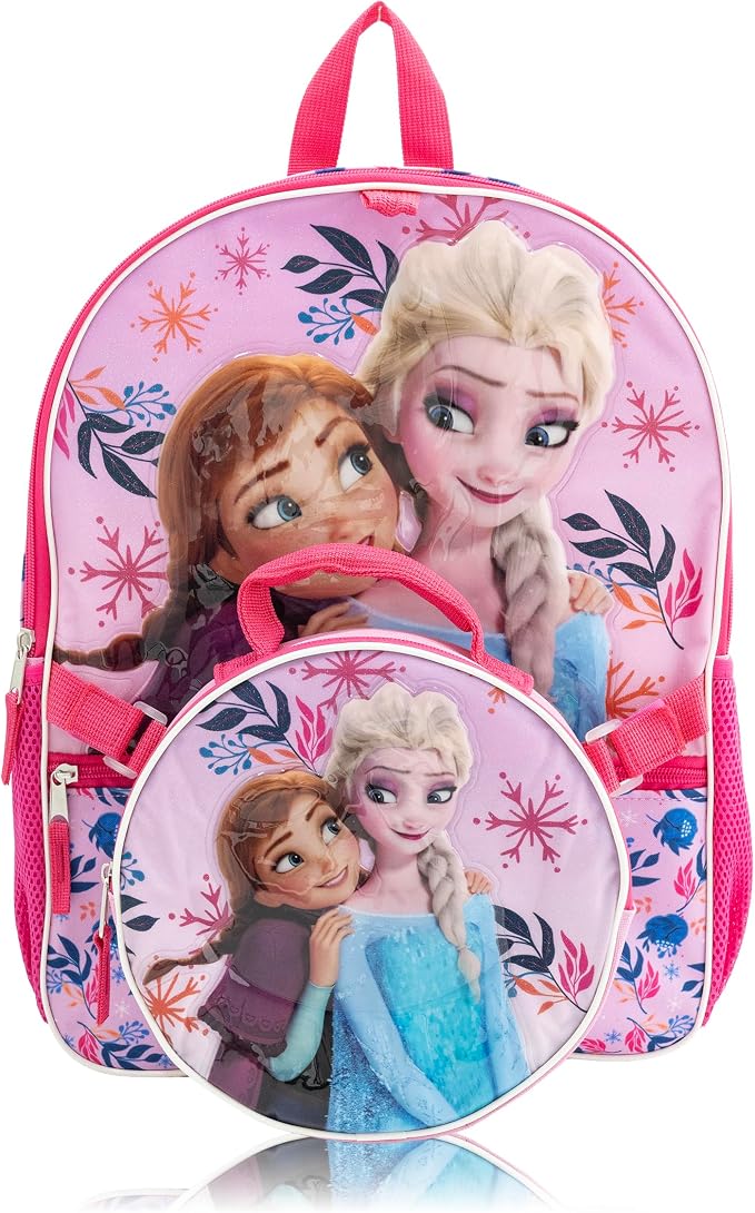Disney Frozen Backpack Set for Girls with Headphones | 4-Piece Elsa and Anna Backpack with Insulated Lunch Bag, Dangle Charm | Kids School Bookbag | Ages 3+ - Image 3