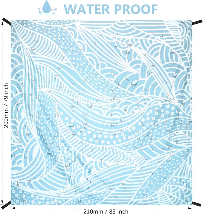 WIWIGO Beach Blanket Sandproof Extra Large Beach Mat Adults Waterproof Quick Drying Sand Free Mat Made by Premium Polyester with 4 Stakes & 4 Corner Pockets for Outdoor Travel Camping Hiking - Image 2
