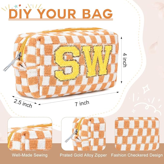 SOIDRAM Makeup Bag Preppy Cosmetic Bag Bulk Makeup Pouch Personalize Travel Toiletry Bag Organizer Cute DIY Makeup Brushes Storage Bag for Women - Image 3
