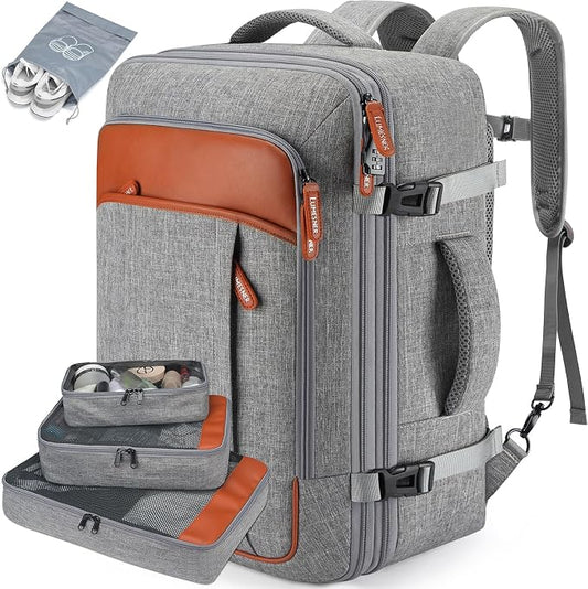 Lumesner 18" Expandable Carry On Travel Backpack With 4 Packing Cubes | Flight Approved, Fits 15.6 Inch Laptop, Water-Resistant, Suitcase Backpack, Business Weekender Luggage, Gift For Men & Women by Lumesner