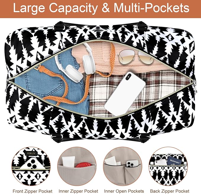 ITIEZY Weekender Overnight Bag for Women - Large Travel Duffel Bag with Shoe Compartment, Gym Duffel Bag Hospital Bag Carry On Tote Bags for Airplanes with Crossbody Bag Toiletry Bag 3Pcs Set - Image 4