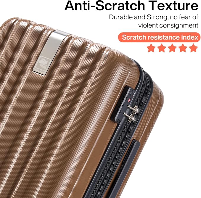 Hanke Luggage Sets 3 piece Carry On Luggage with Wheels PC Hard Shell Suitcases Lightweight Checked Tsa Luggage Extra Large Travel Suitcase Woman Men 20/24/29 Inch （Brown） - Image 6