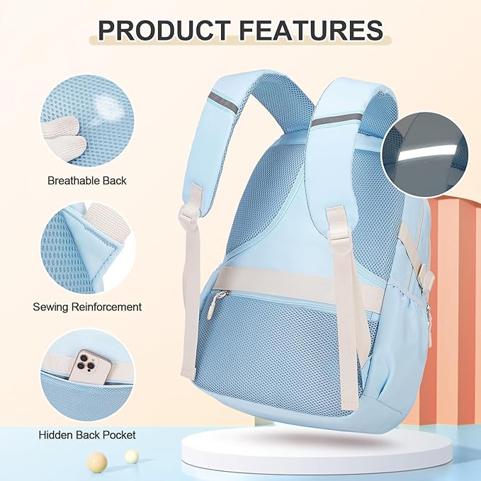 DIGOBAY Backpacks for Girls, 3PCS School Backpack with Lunch Box Pencil Pouch for Teen Girls Kids Elementary Primary Middle High College Travel School bag Bookbag Set （Blue） - Image 4