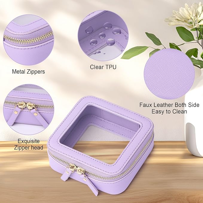 Pinkmik Clear Makeup Bag Waterproof Travel Case for Cosmetics and Toiletries Women's Purse Organizer and Clear Car Bag with Zipper (X/Purple, M+MINI) - Image 5