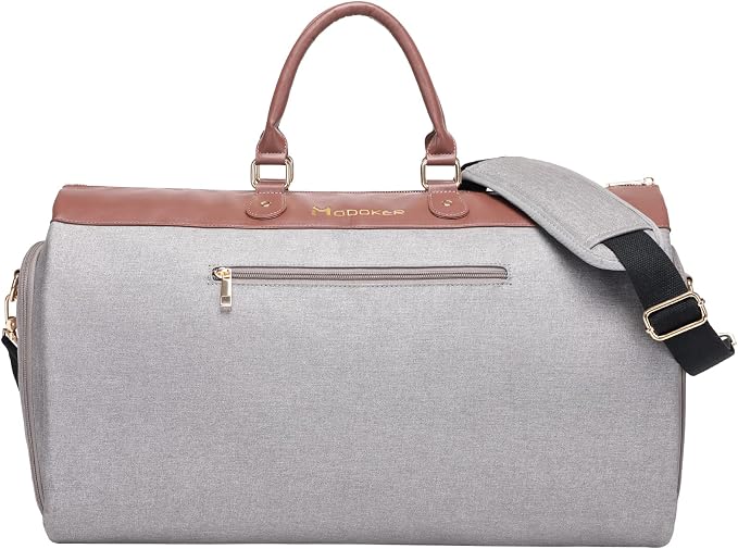 Modoker Women's 2-in-1 Convertible Garment Bag & Duffel, 45L Carry On Luggage, Anti-Wrinkle Hanging Suit Bag, Grey, 22.8x11x11.8 inch by Modoker