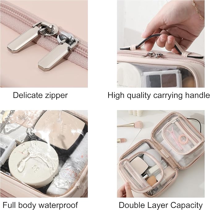 Veki Transparent Makeup Bag Travel Cosmetic Bags Case Waterproof Toiletries Bag Large Capacity Open Storage Bags Organizer With Zipper, Portable Make Up Organizer for Women and Girls - Image 4