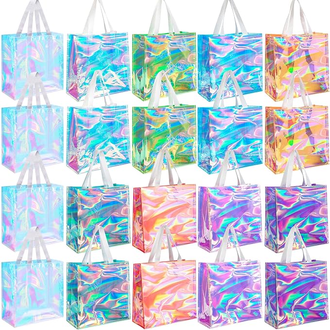 Saintrygo 20 Pack Clear Tote Bags Bulk 12 x 12 x 6 PVC Plastic Tote Bag with Handles for Stadium Work Beach Sports(Bright Color) by Saintrygo