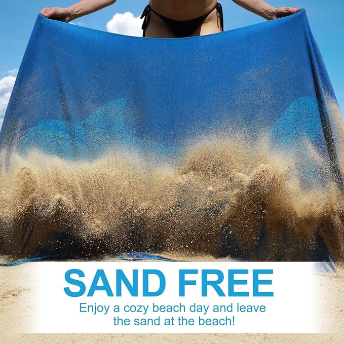Genovega 6 Packs Oversized Turkish Beach Towels Set 74"x38" Extra Large Sand Free Quick Dry Swim Bath Pool Towel Travel Blanket Adult Essentials Accessories Vacation Multi Shark Turtle Stuff - Image 4
