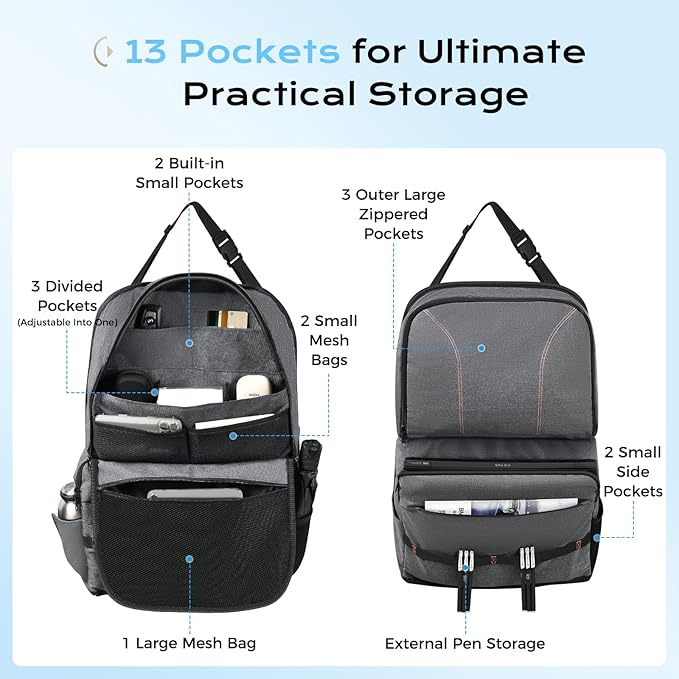 Coverado Backseat Car Organizer 2 Packs, Heavy-Duty Durable Dual-Way Use Car Back Seat Organizer Waterproof with Multi Pockets, Zipper Closure Design, Protect Valuables from Spills, Keeps Car Tidy - Image 2