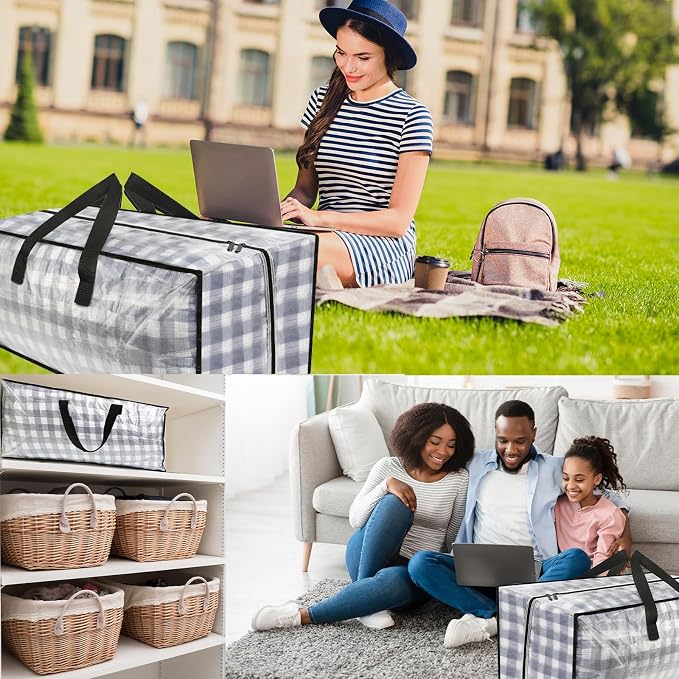 Heavy Duty Extra Large Clear Moving Bags with Strong Zipper Handles | 6 Pack Clothes Storage Bags Totes Space Saving Moving Boxes Bins Packing Bags for College Dorm Compatible with Ikea Frakta - Image 8