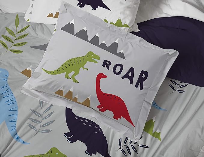 Trend Collector Dinosaur Twin Comforter Set 5 Piece Kids Bedding, Gray | Bed in a Bag, Comforter Sheets Sham Pillowcase, Official Brand, Soft Microfiber, Machine Washable, Easy Care, Boys Gift - Image 6
