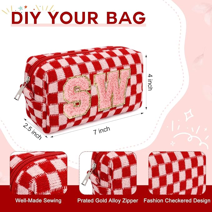 SOIDRAM Makeup Bag Preppy Cosmetic Bag Bulk Makeup Pouch Personalize Travel Toiletry Bag Organizer Cute DIY Makeup Brushes Storage Bag for Women - Image 2