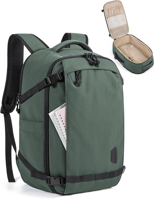 BAGSMART Travel Backpack for Women, 15.6 Inch Carry On Bag, Haze Green | TSA approved personal item fit for flights. Water resistant weekender daypack ideal for travel, business, and daily use. by BAGSMART