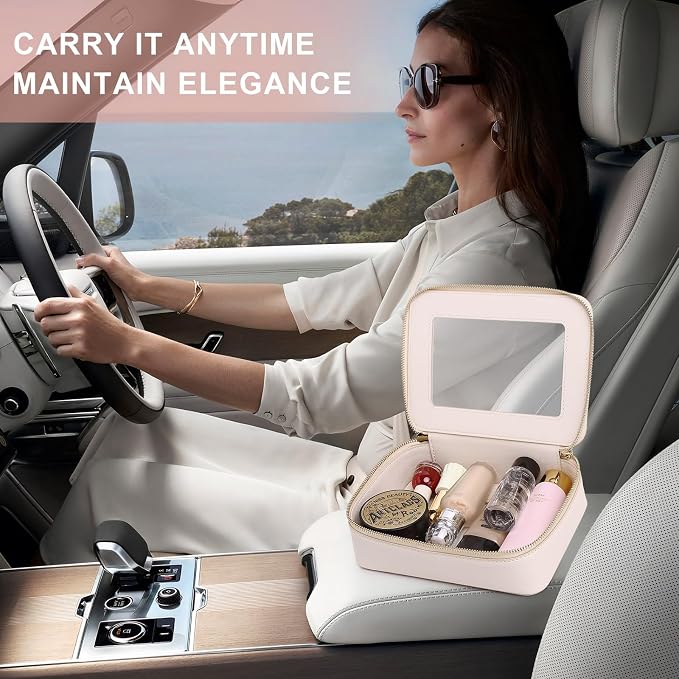 Travel Makeup Set, Beige, L+M+SLIM | Waterproof, Transparent Cosmetic Bag, Toiletry Bag, Makeup Brush Case with Zipper, Car Essentials for Women - Image 6