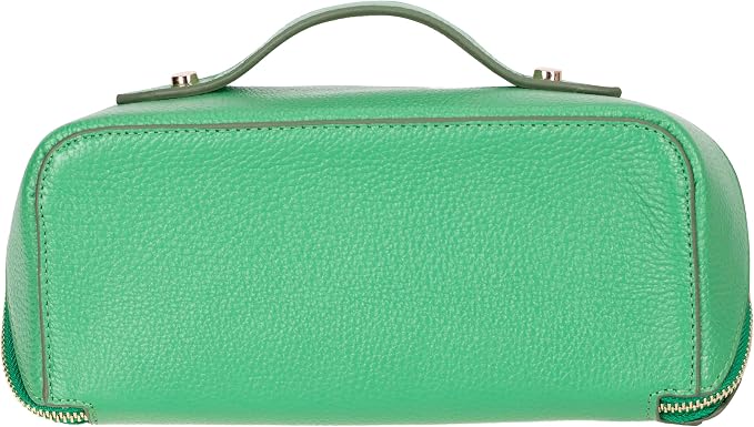 VENOULT Genuine Leather Makeup Bag, Spacious Cosmetic Case, Travel Toiletry Organizer with Handle (Pistachio) - Image 7