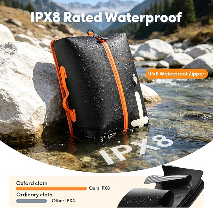 Travel Vacuum Bags with Shoulder Strap – IP67 Waterproof Vacuum Seal Reusable 40L Carry-On Compression Bags for Clothes, Suitcase & Luggage(1-Pack,Black) - Image 4