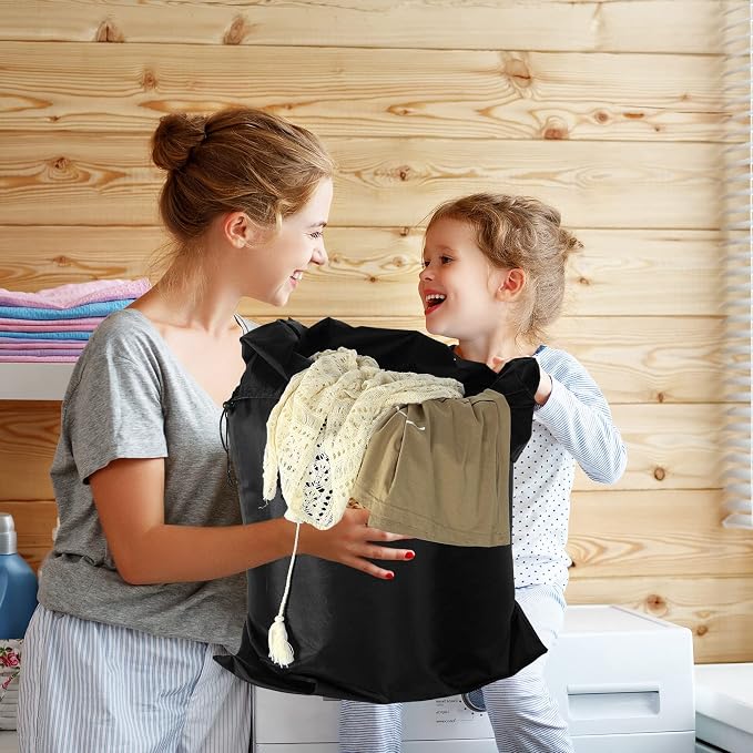Woanger 12 Pack 28 x 45 Inch Extra Large Laundry Bags Bulk, Black | Washable Travel Laundry Bag with Drawstring Closure Large Dirty Clothes Organizer for College Dorm Home Hotel Camping - Image 6